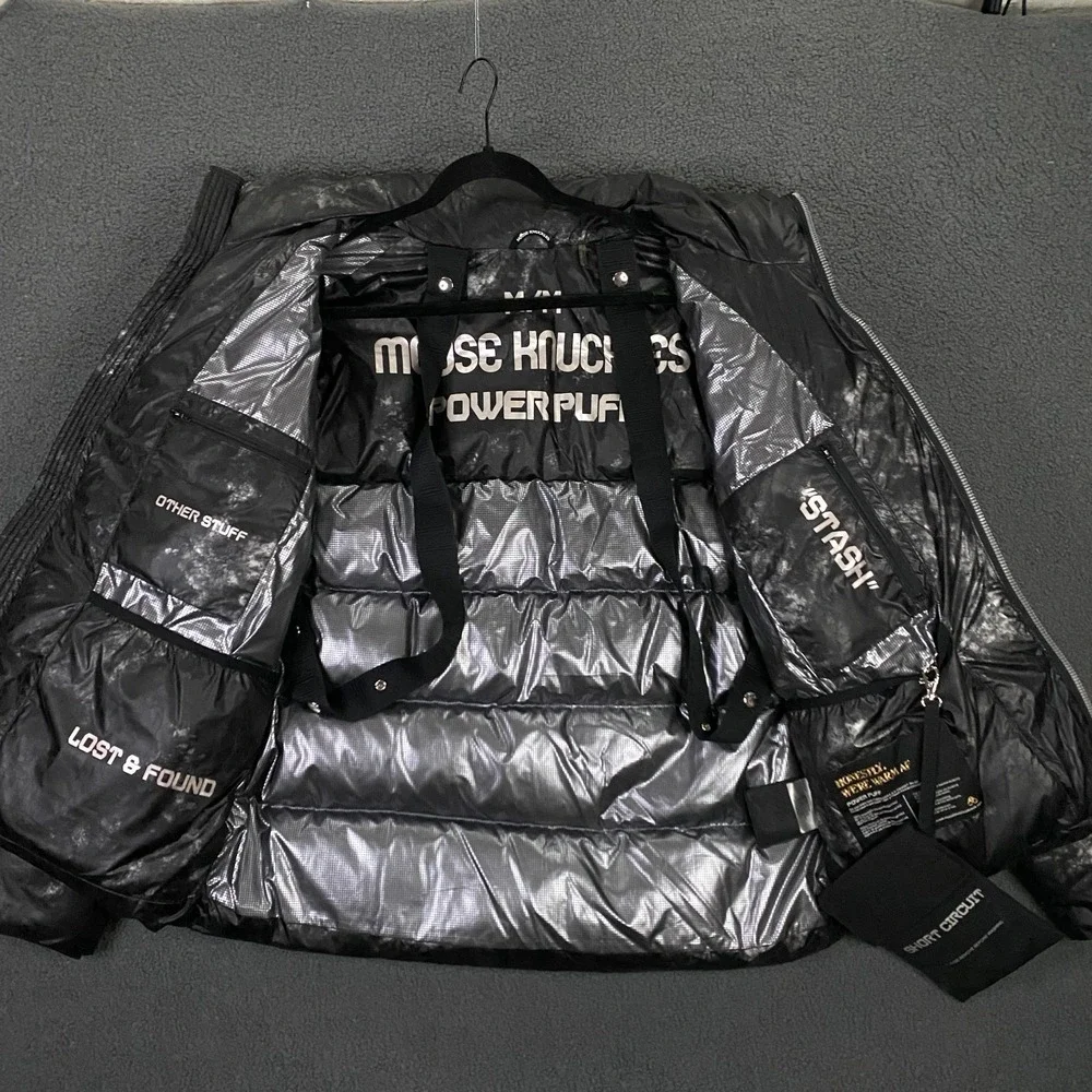 Moose Knuckles BLACK CARBON PRINT JAVELIN PUFFER JACKET size Medium Power Down